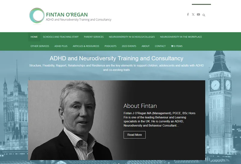 Fintan O'Regan ADHD and neurodiversity consultancy website